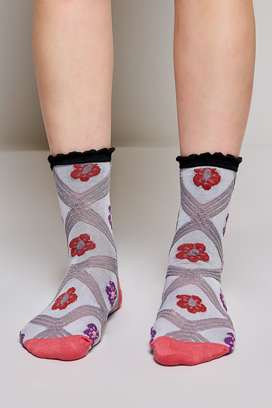 P3 | Pol Floral Socks | Gray | One Size